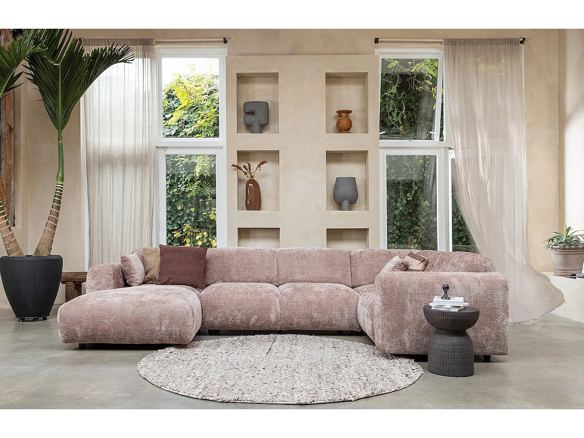 SAMSON - Mesa auxiliar redonda de aspecto hormigón marrón oscuro D37