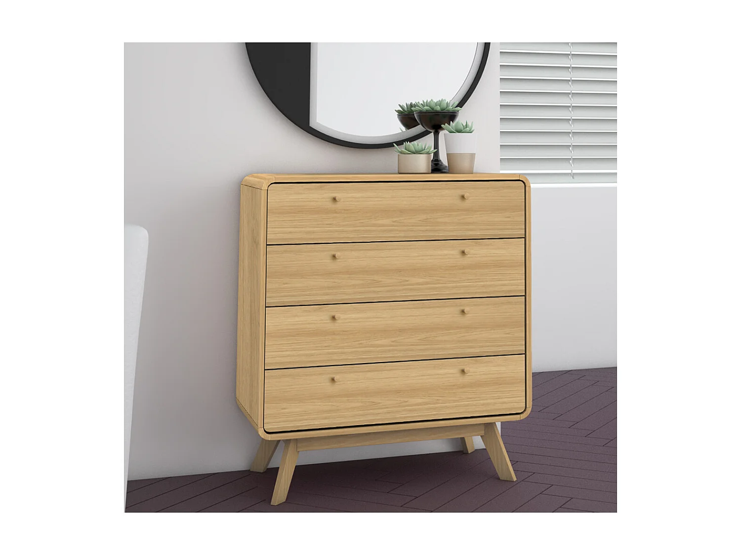 Cassie | Commode à 4 tiroirs en bois de chêne