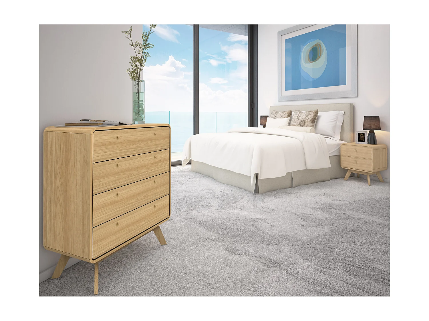 Cassie | Commode à 4 tiroirs en bois de chêne