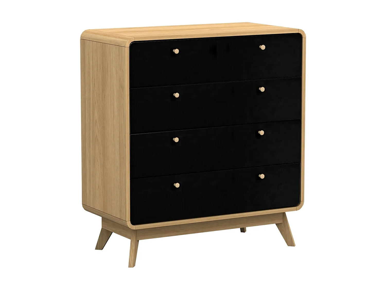 Cómoda con 4 cajones en tablero aglomerado roble y negro