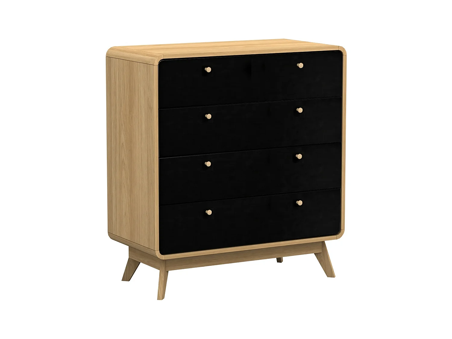 Cassie | Commode à 4 tiroirs en panneau de particules chêne et noir