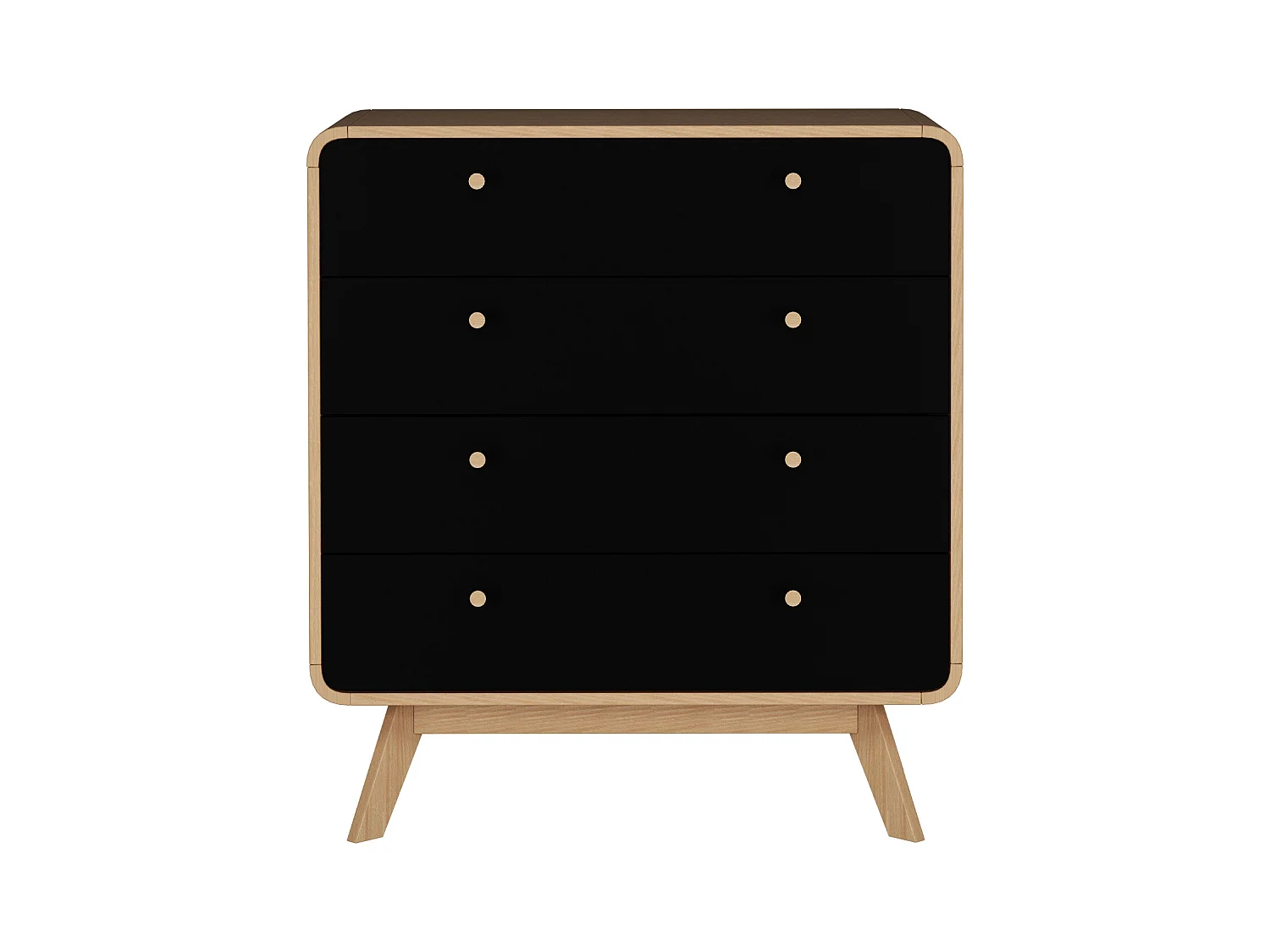 Cassie | Commode à 4 tiroirs en panneau de particules chêne et noir