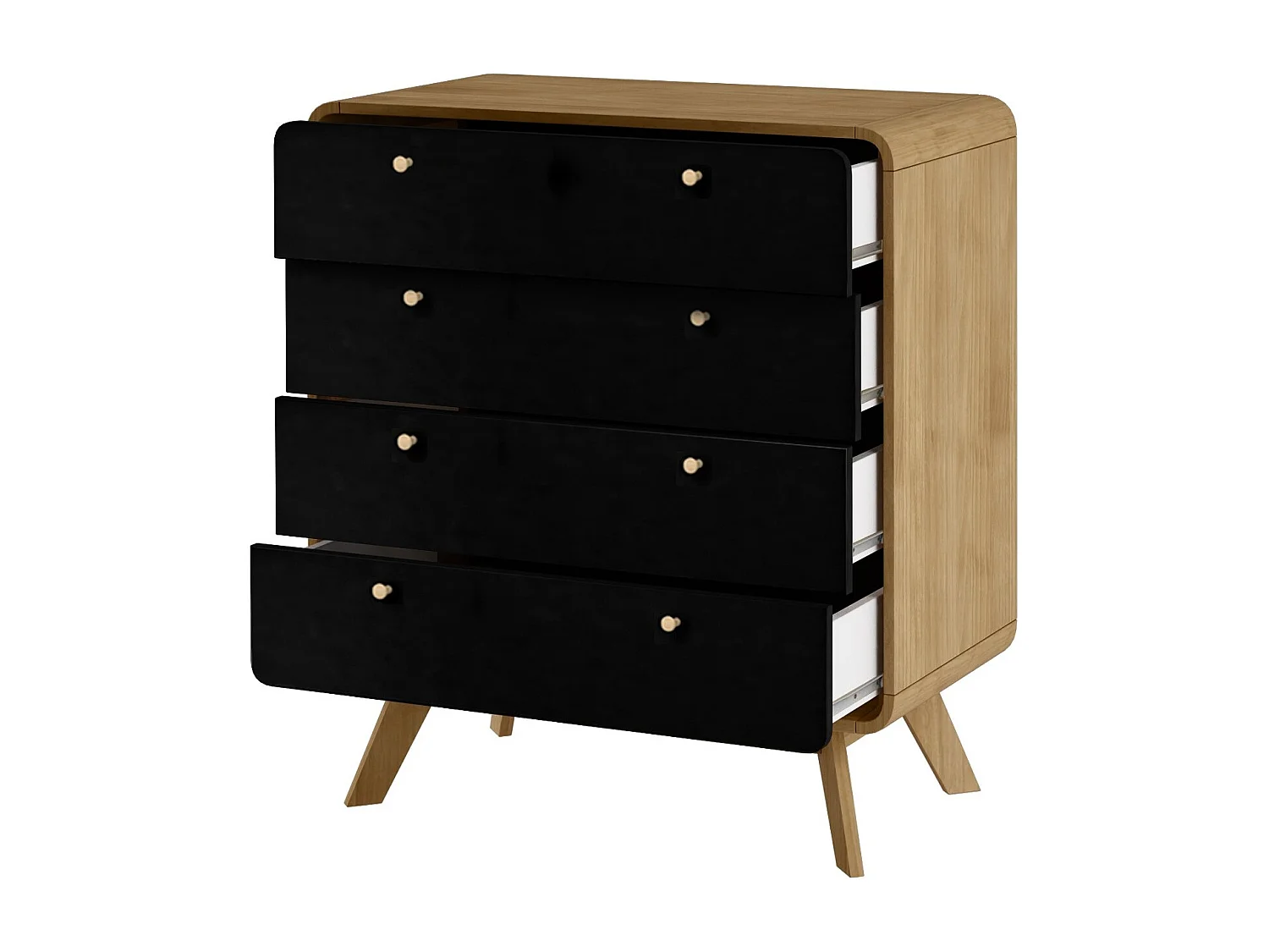 Cassie | Commode à 4 tiroirs en panneau de particules chêne et noir