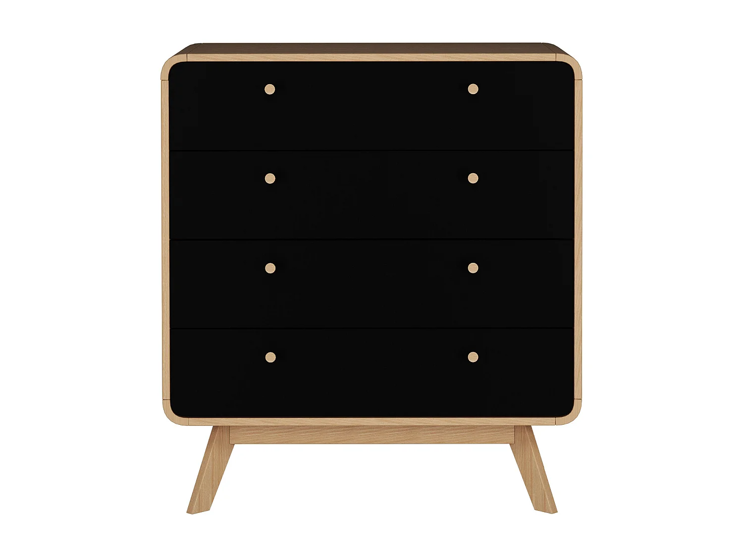 Cassie | Commode à 4 tiroirs en panneau de particules chêne et noir