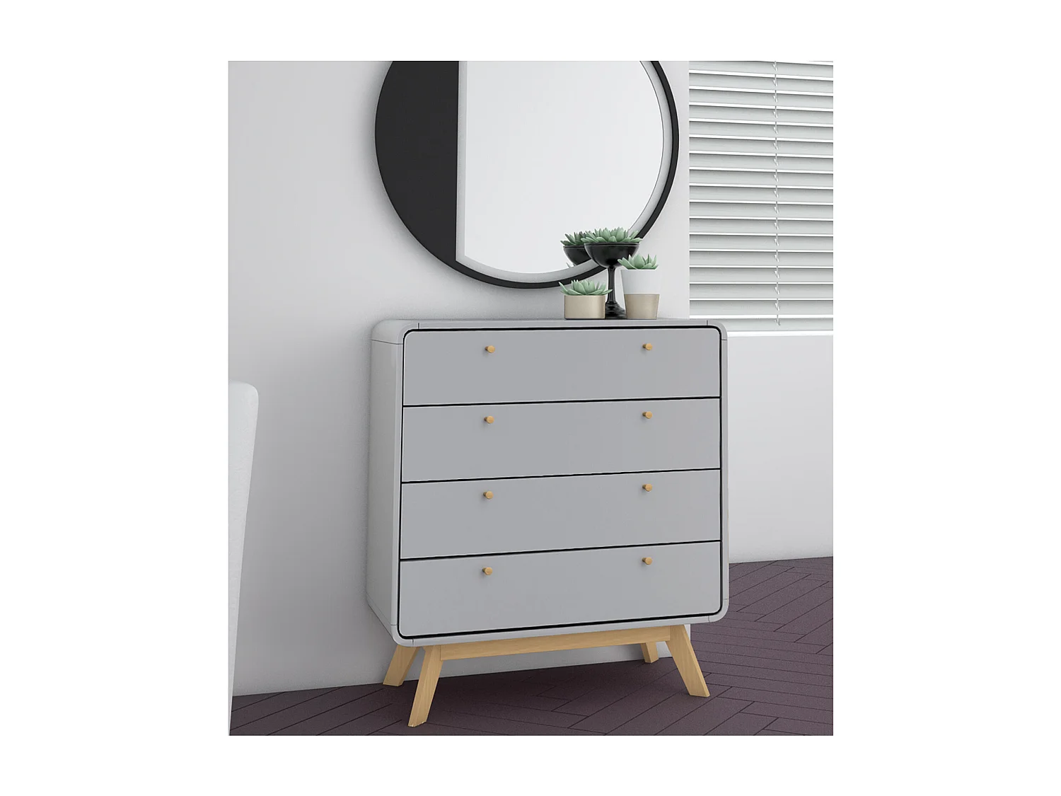 Cassie | Commode à 4 tiroirs en panneau de particules gris