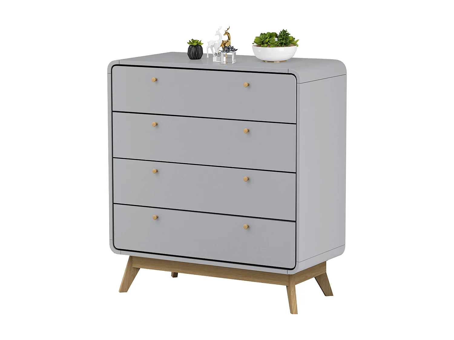 Cassie | Commode à 4 tiroirs en panneau de particules gris