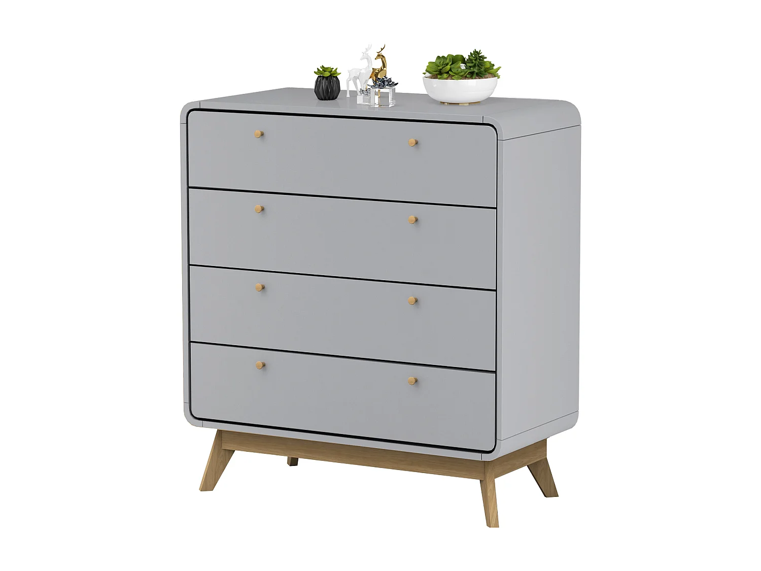 Cassie | Commode à 4 tiroirs en panneau de particules gris