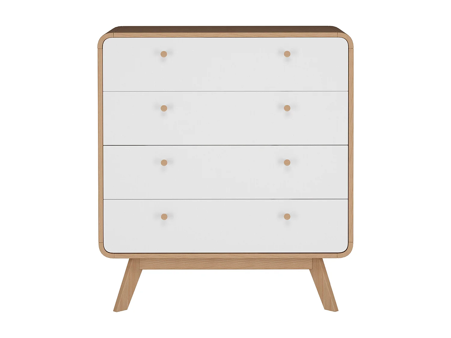 Cassie | Commode à 4 tiroirs en panneau de particules chêne et blanc