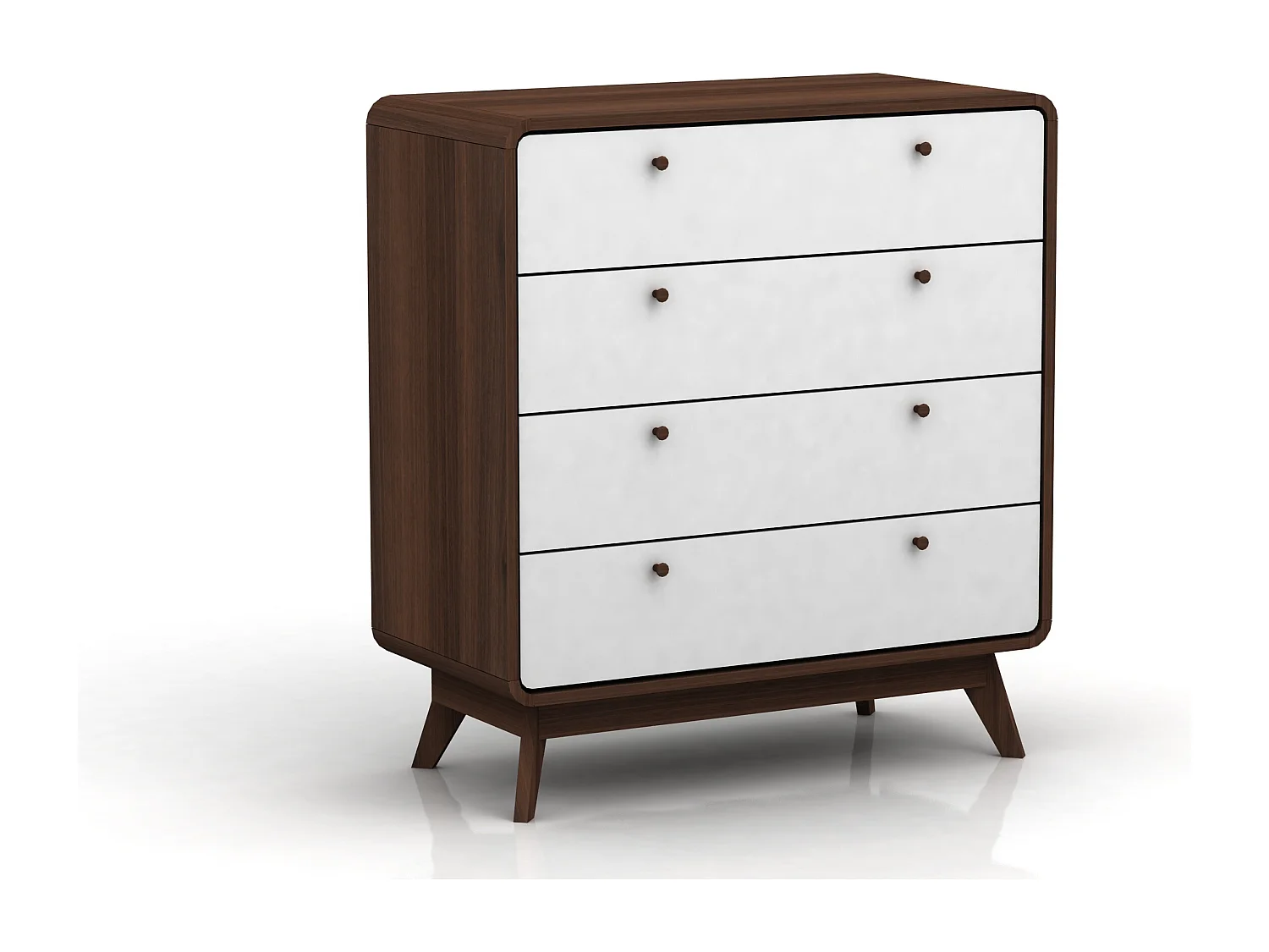 Cassie | Commode à 4 tiroirs en bois de noyer et blanc