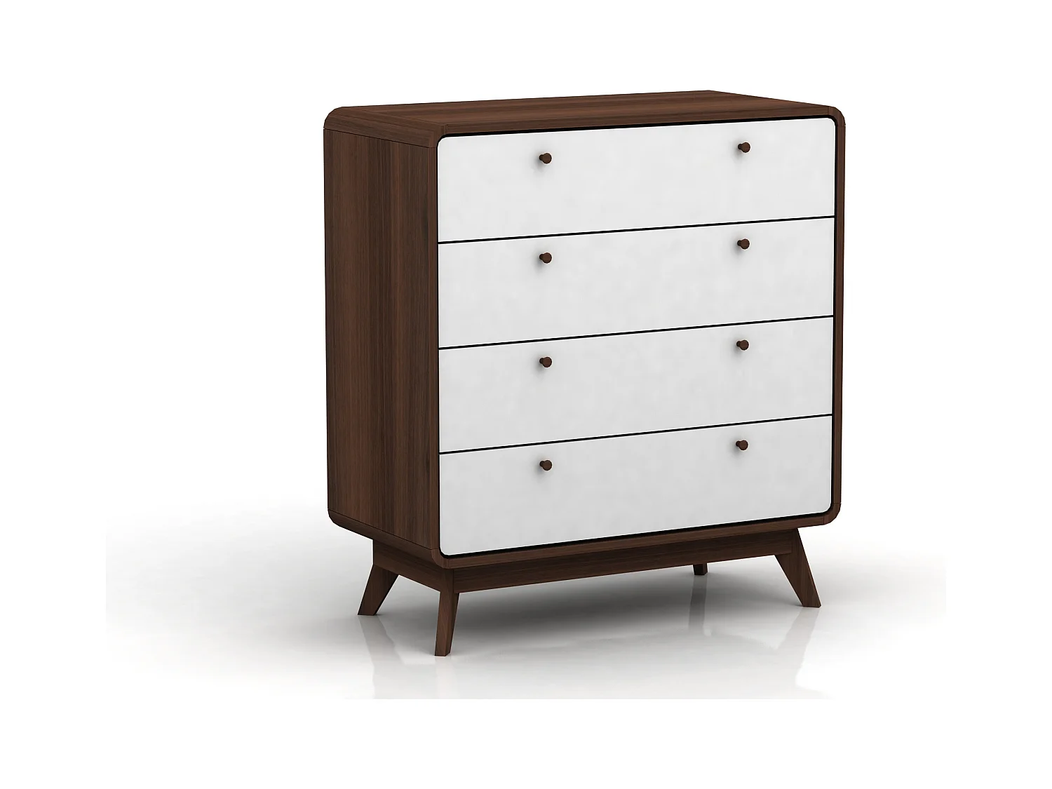 Cassie | Commode à 4 tiroirs en bois de noyer et blanc