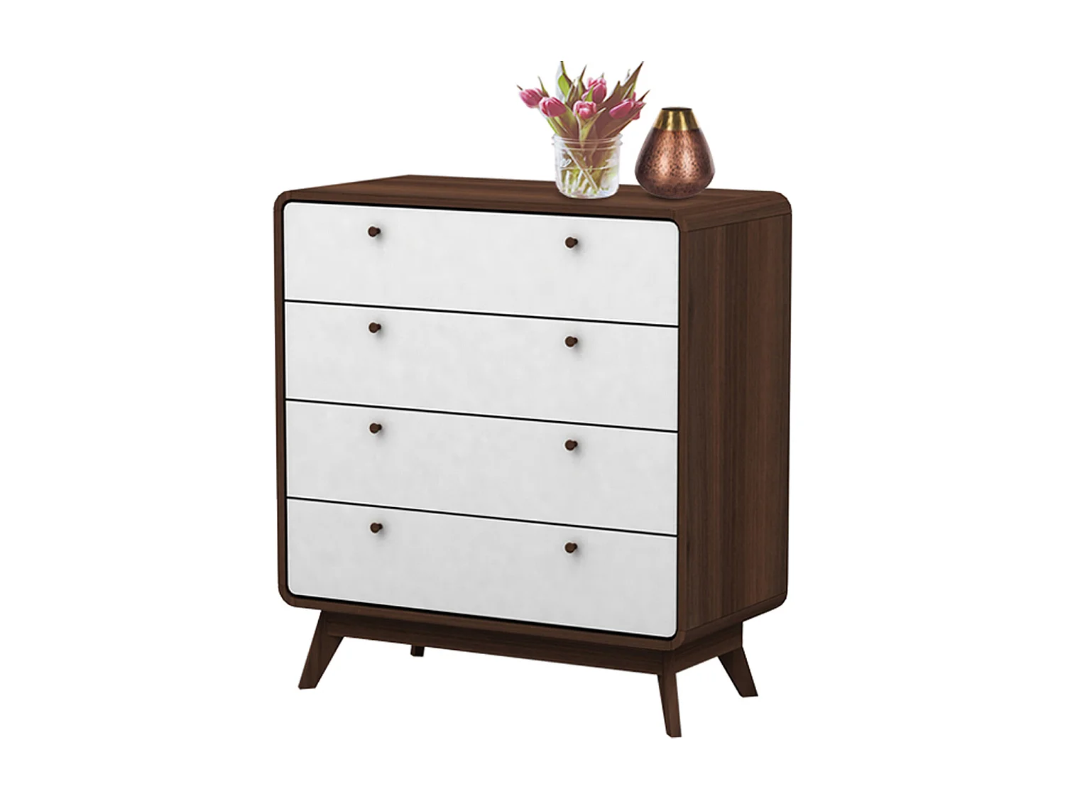 Cassie | Commode à 4 tiroirs en bois de noyer et blanc