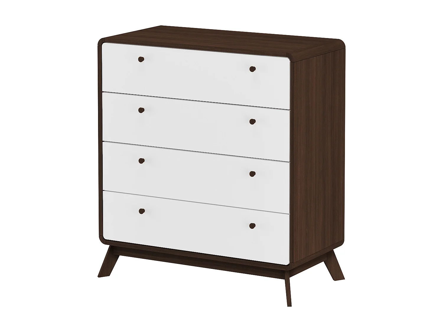 Cassie | Commode à 4 tiroirs en bois de noyer et blanc