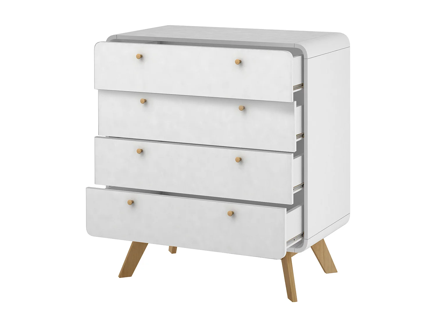 Cassie | Commode à 4 tiroirs en panneau de particules blanc