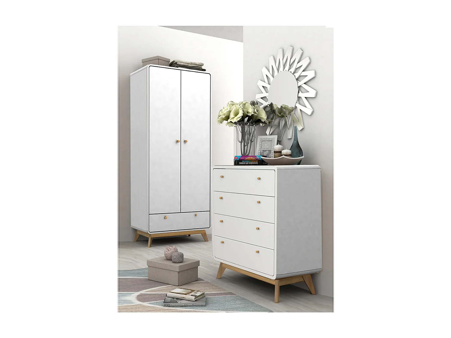 Cassie | Commode à 4 tiroirs en panneau de particules blanc