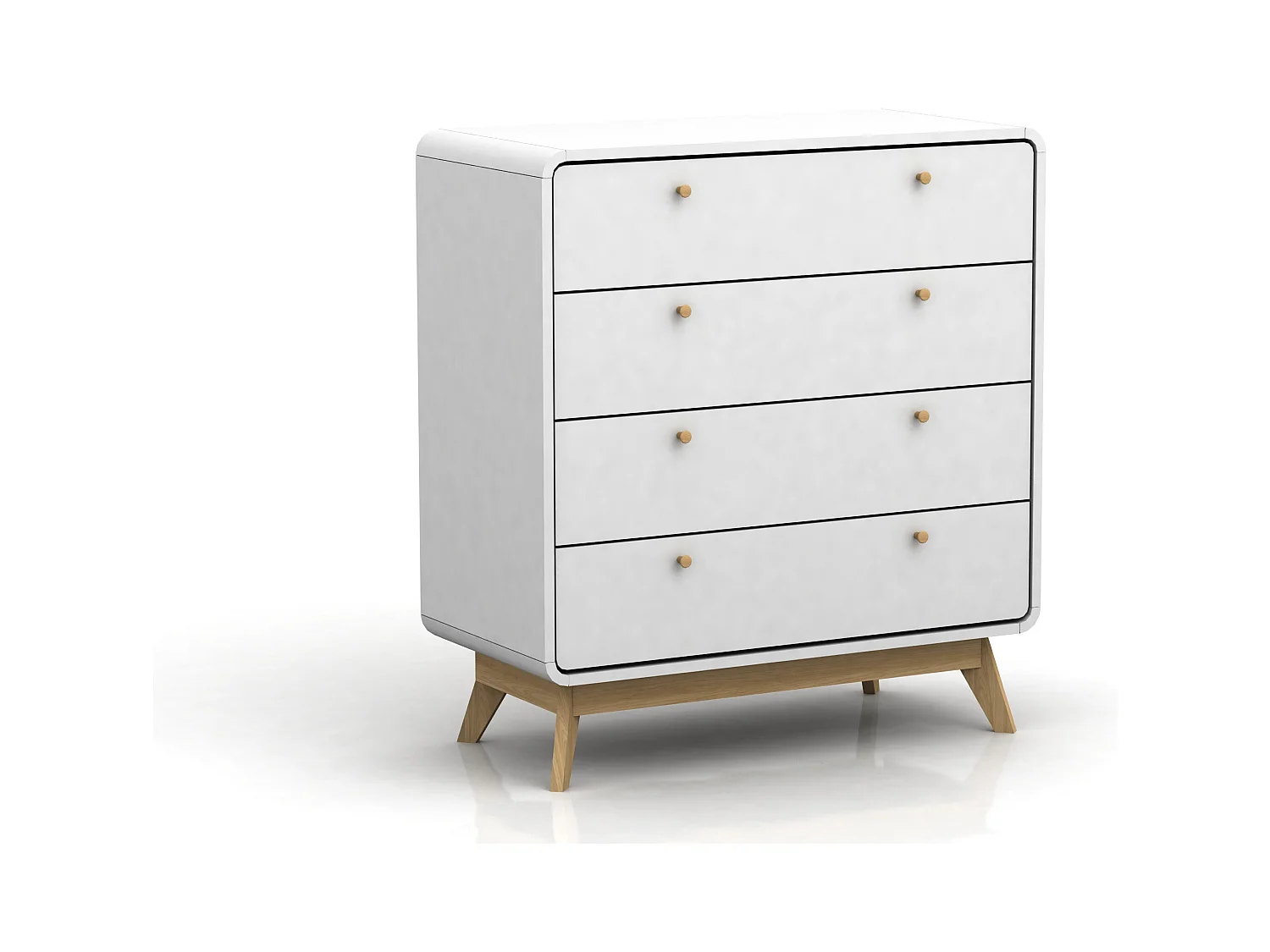 Cassie | Commode à 4 tiroirs en panneau de particules blanc