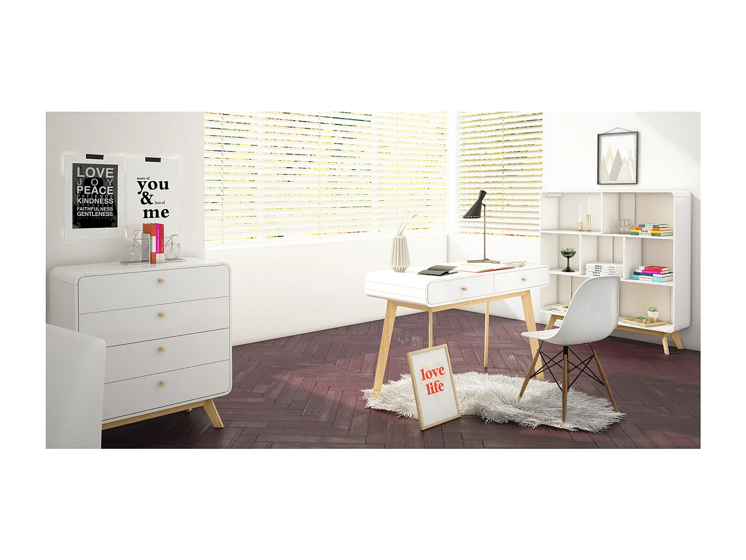 Cassie | Commode à 4 tiroirs en panneau de particules blanc