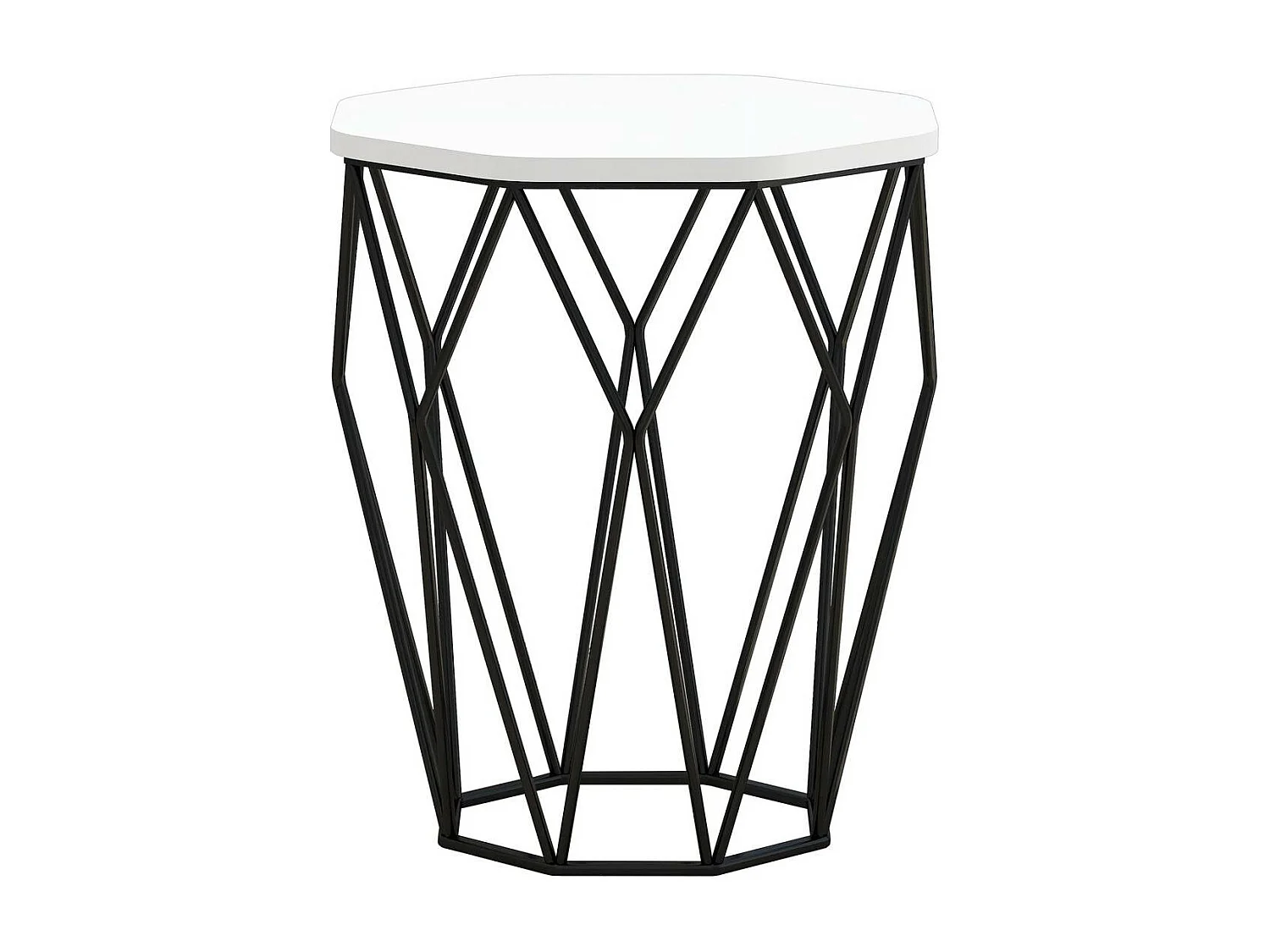 Table Heptagone Zachem Panneau Métal Noir et Bois Noir et Blanc