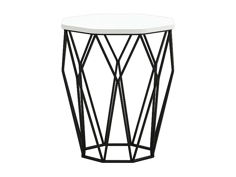 Table Heptagone Zachem Panneau Métal Noir et Bois Noir et Blanc