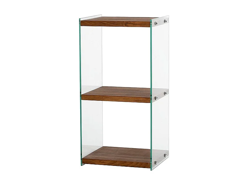 Elegante librería de madera maciza, 40 cm x 80 cm x 35 cm | Estantes de vidrio 100 % templado | Acabado natural | Almacenamiento con estilo