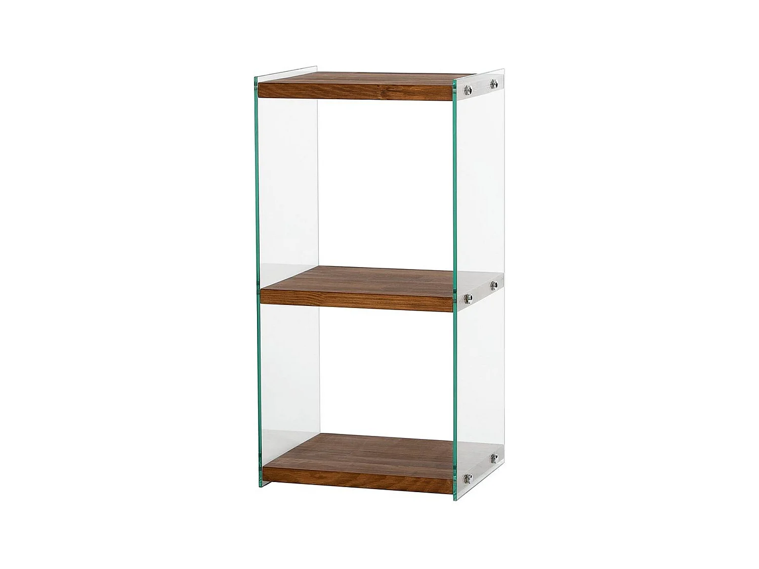 Elegante librería de madera maciza, 40 cm x 80 cm x 35 cm | Estantes de vidrio 100 % templado | Acabado natural | Almacenamiento con estilo