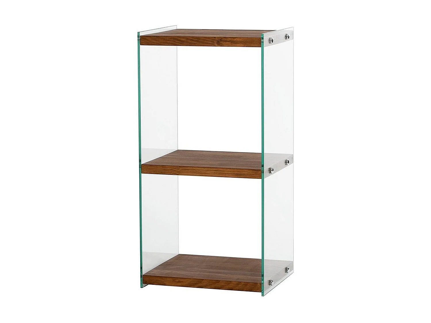 Elegante librería de madera maciza, 40 cm x 80 cm x 35 cm | Estantes de vidrio 100 % templado | Acabado natural | Almacenamiento con estilo