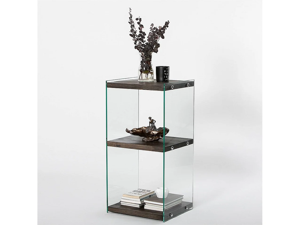 Elegante libreria antracite, 40 x 80 x 35 cm | Struttura 100% legno massello e 100% vetro temperato | Smontabile per un facile montaggio, pe