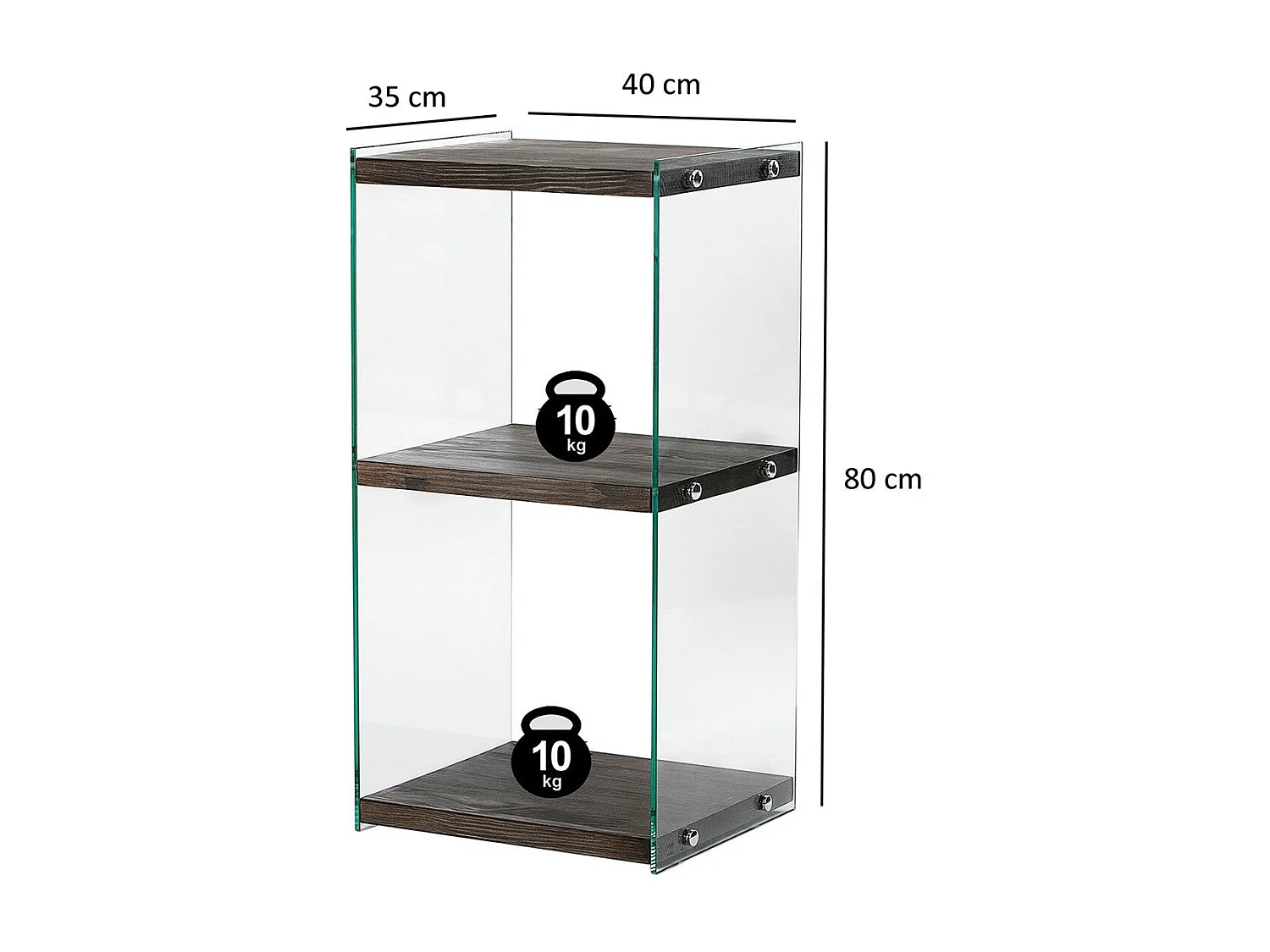 Elegante libreria antracite, 40 x 80 x 35 cm | Struttura 100% legno massello e 100% vetro temperato | Smontabile per un facile montaggio, pe