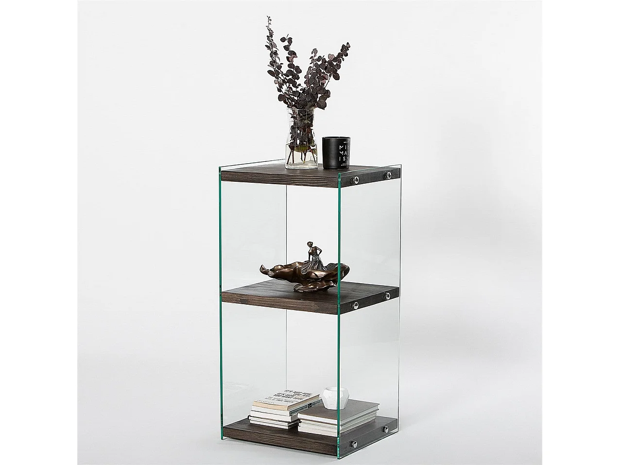 Elegante libreria antracite, 40 x 80 x 35 cm | Struttura 100% legno massello e 100% vetro temperato | Smontabile per un facile montaggio, pe