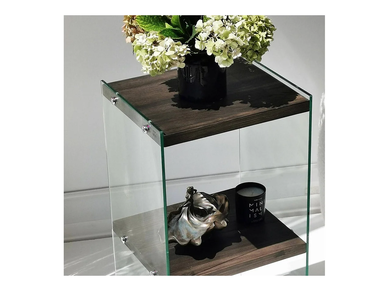 Elegante librería antracita, 40 x 80 x 35 cm | Estructura 100% madera maciza y 100% cristal templado | Desmontable para un fácil montaje, pe