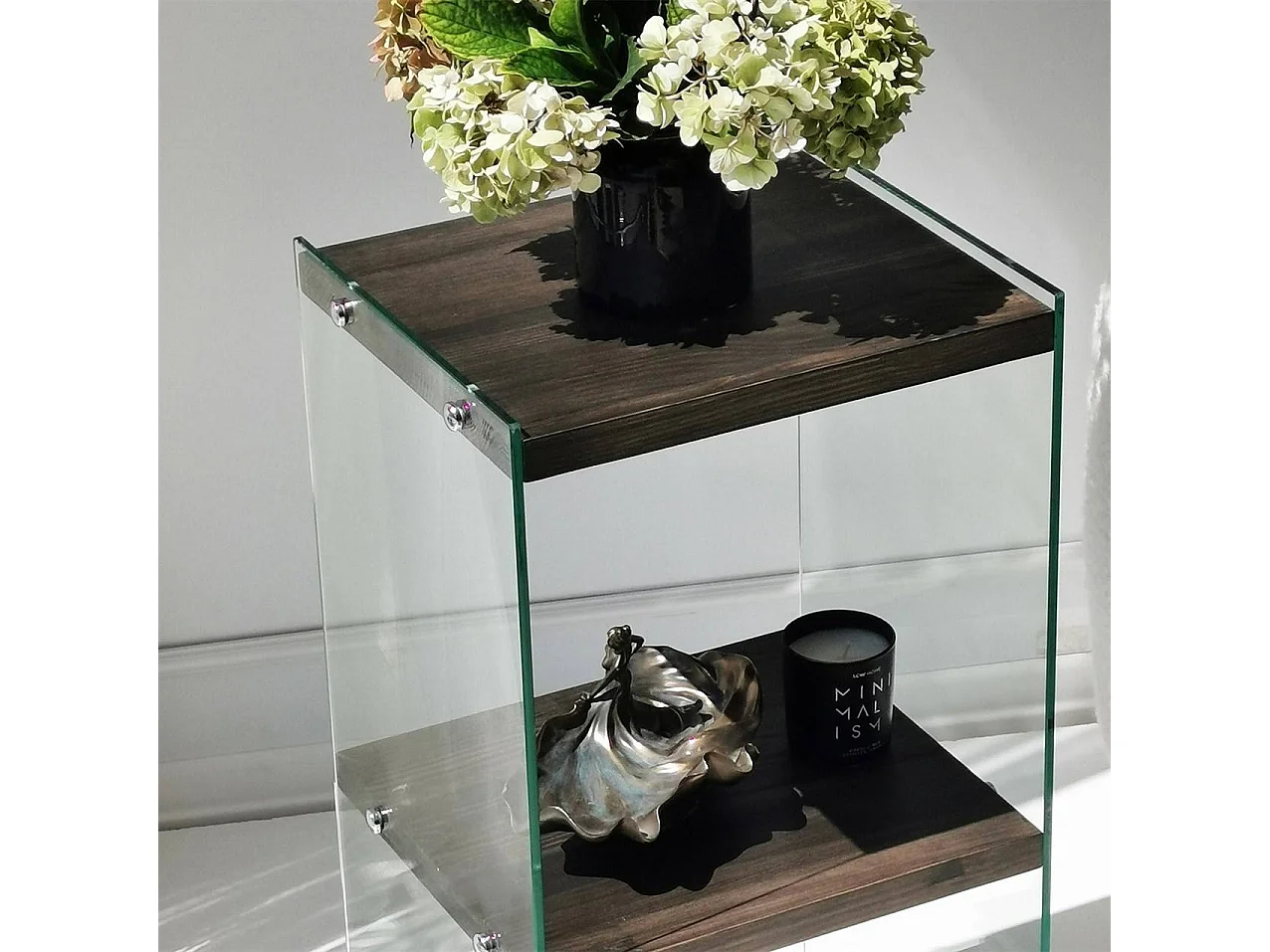 Elegante librería antracita, 40 x 80 x 35 cm | Estructura 100% madera maciza y 100% cristal templado | Desmontable para un fácil montaje, pe