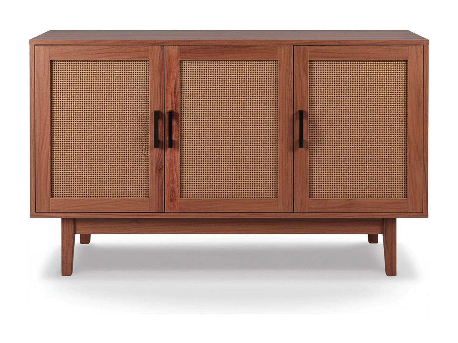 Buffet moderne L113cm Poetis 3 portes avec cannage Rotin et Bois