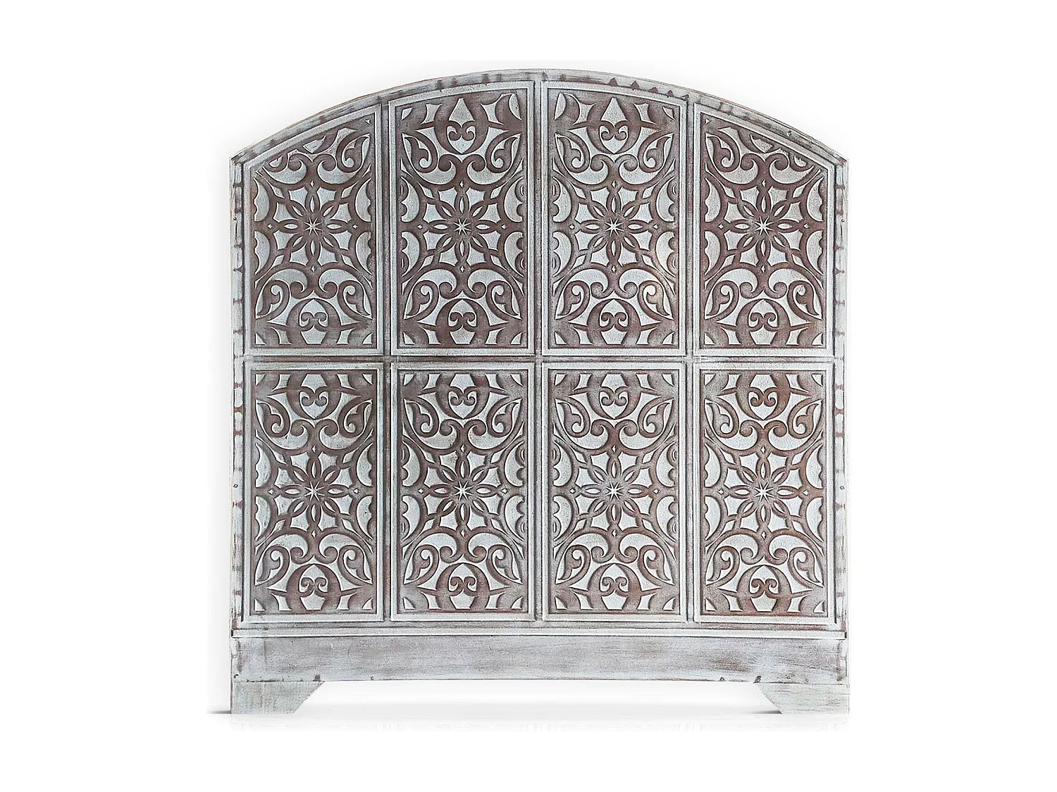 Tête de lit style oriental bois sculpté Linium 120cm Blanc patiné