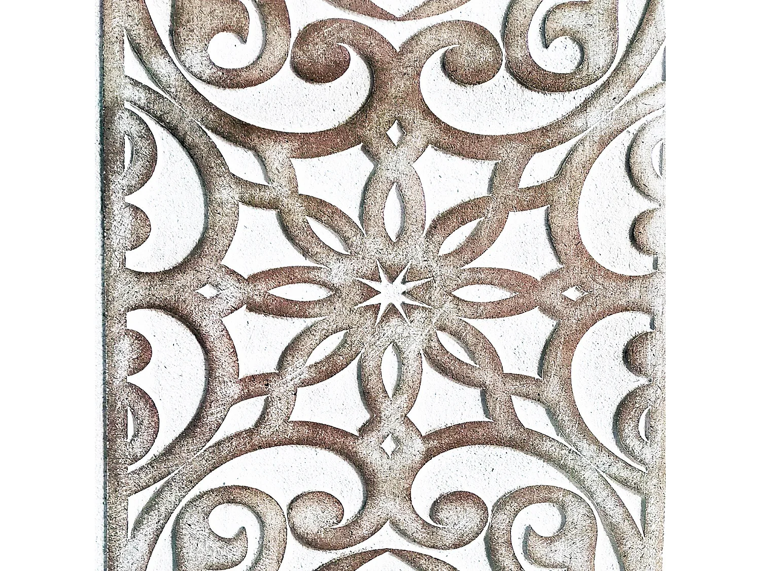 Tête de lit style oriental bois sculpté Linium 120cm Blanc patiné