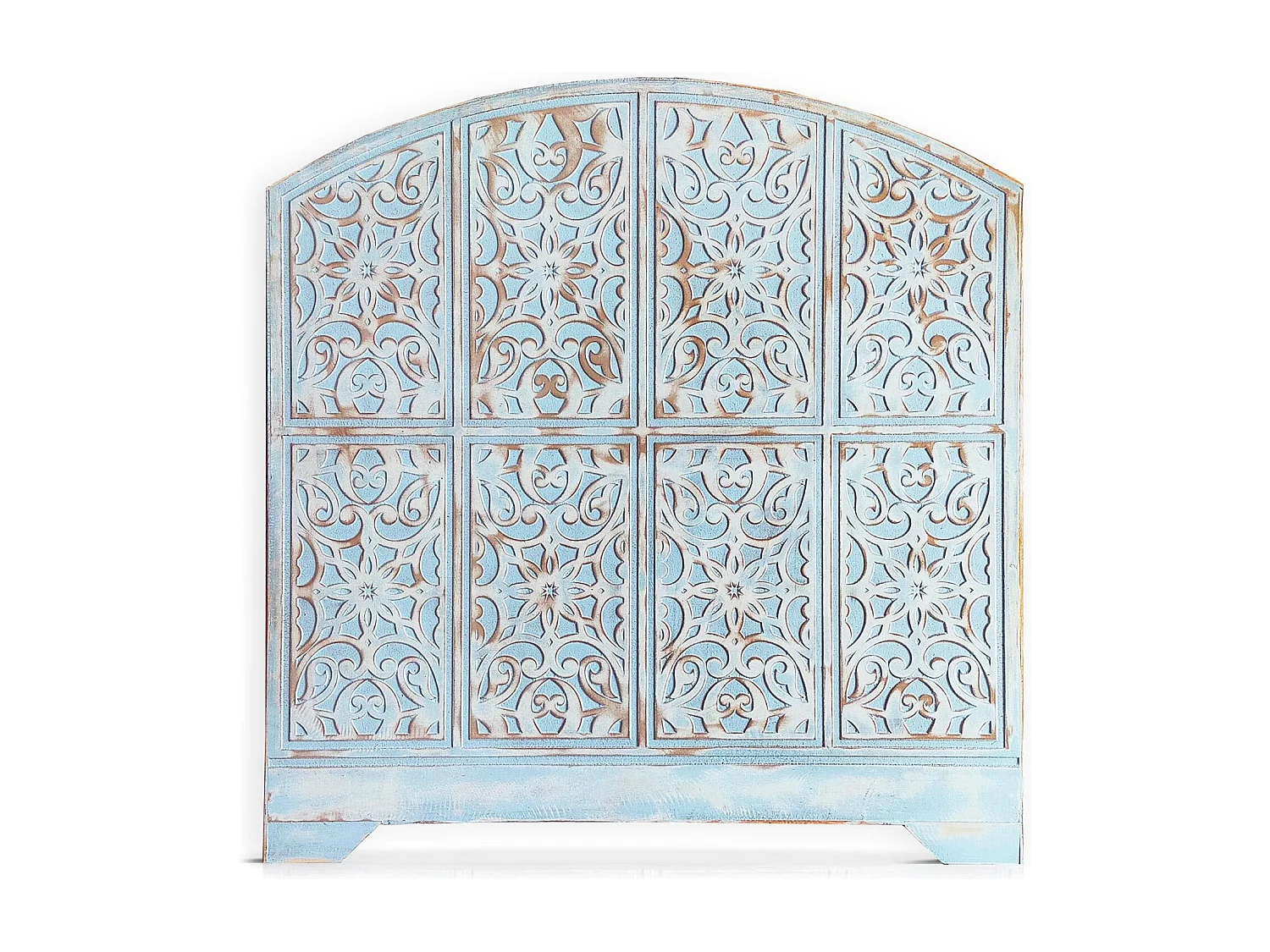 Orientalisch geschnitztes Kopfteil Linium 120cm Patiniertes Blau