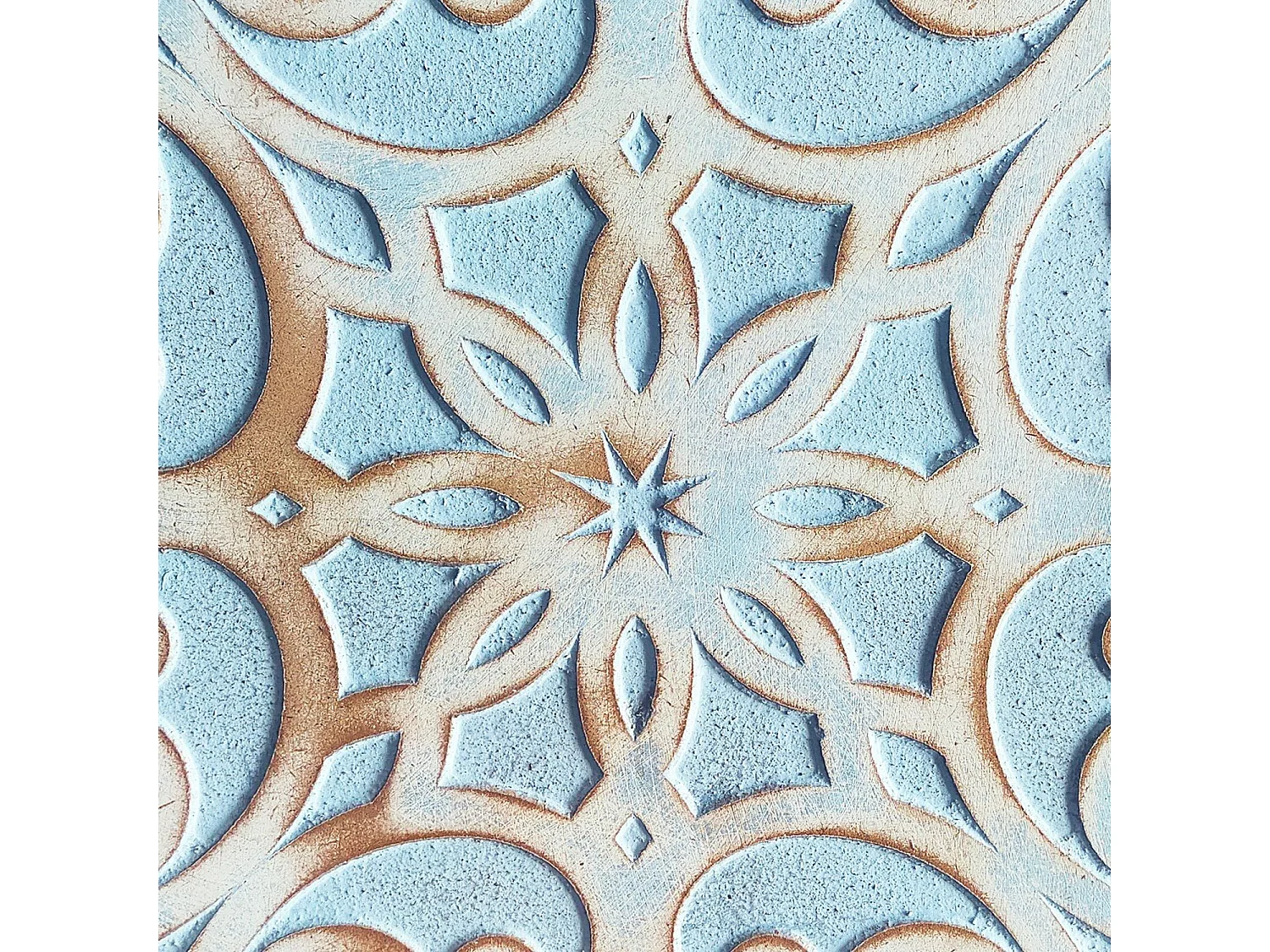 Orientalisch geschnitztes Kopfteil Linium 120cm Patiniertes Blau