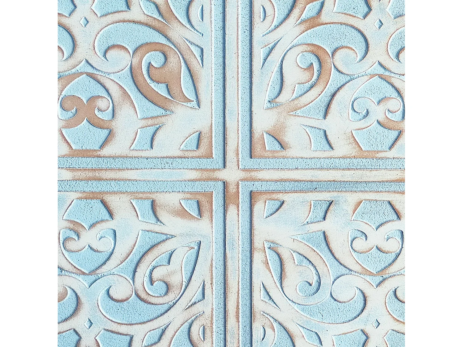 Orientalisch geschnitztes Kopfteil Linium 120cm Patiniertes Blau