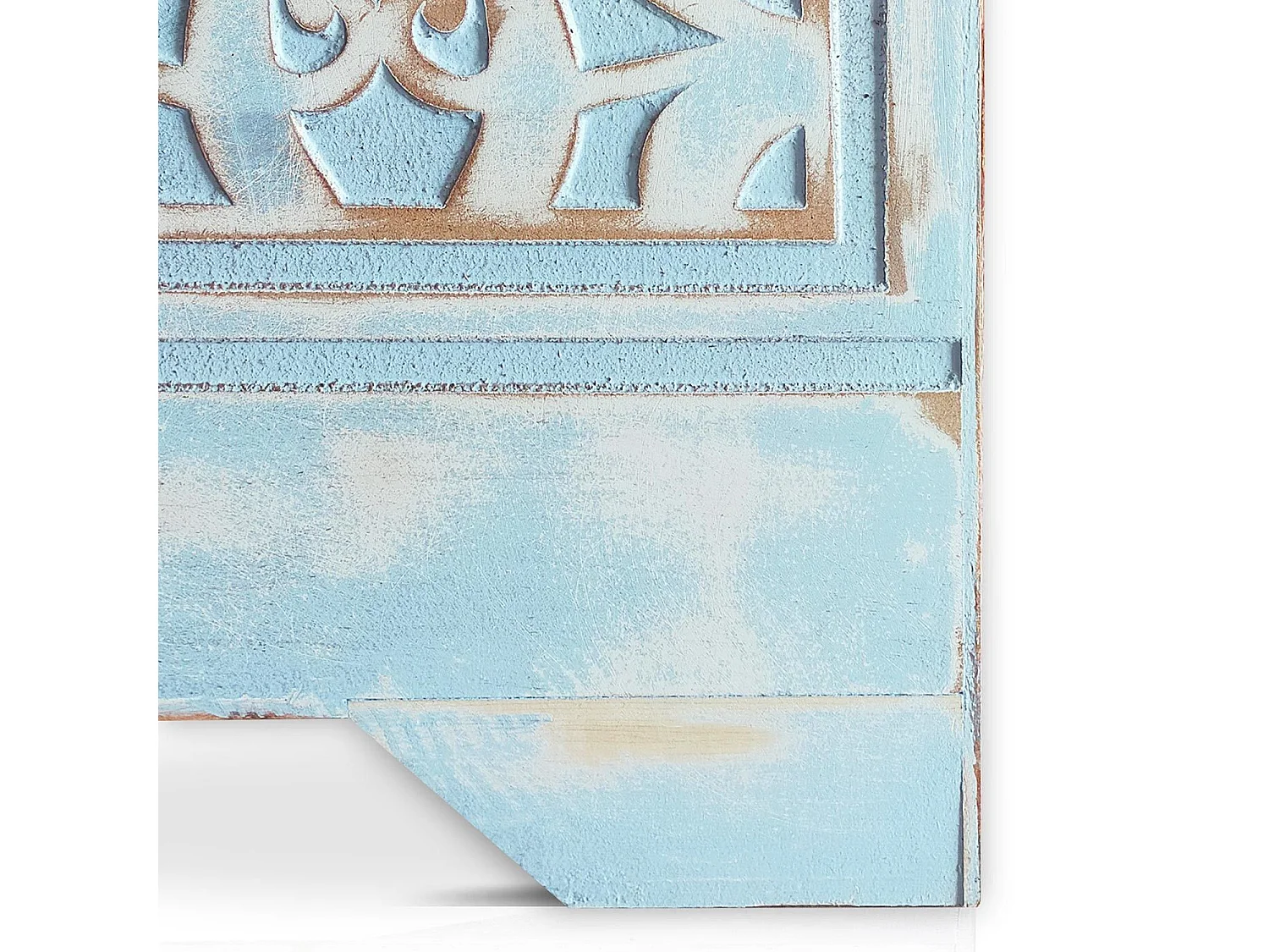 Orientalisch geschnitztes Kopfteil Linium 120cm Patiniertes Blau