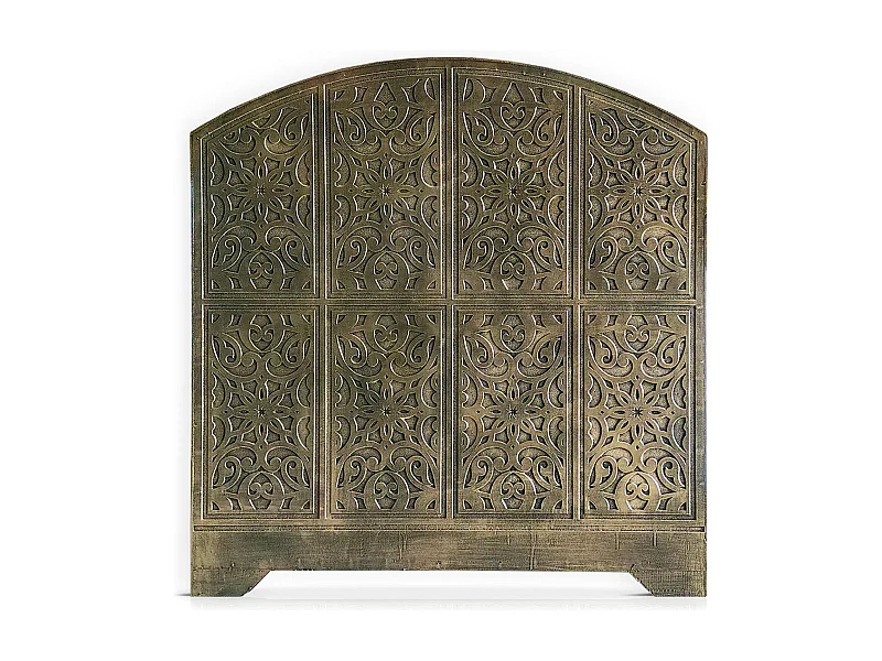 Tête de lit style oriental bois sculpté Linium 120cm Bronze