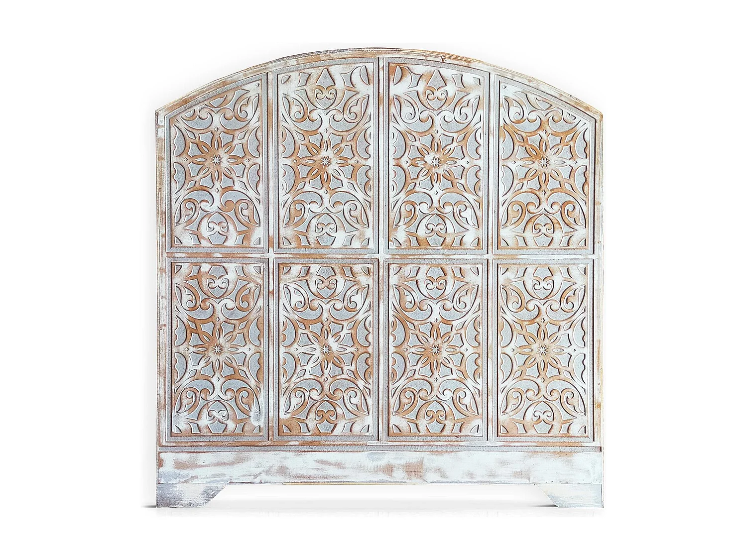 Tête de lit style oriental bois sculpté Linium 120cm Gris patiné