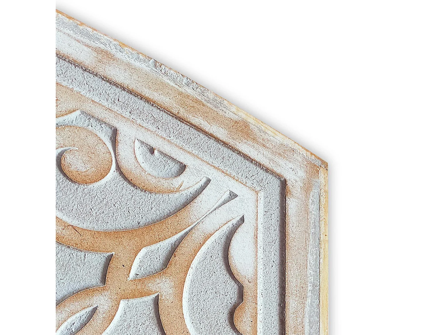 Tête de lit style oriental bois sculpté Linium 120cm Gris patiné