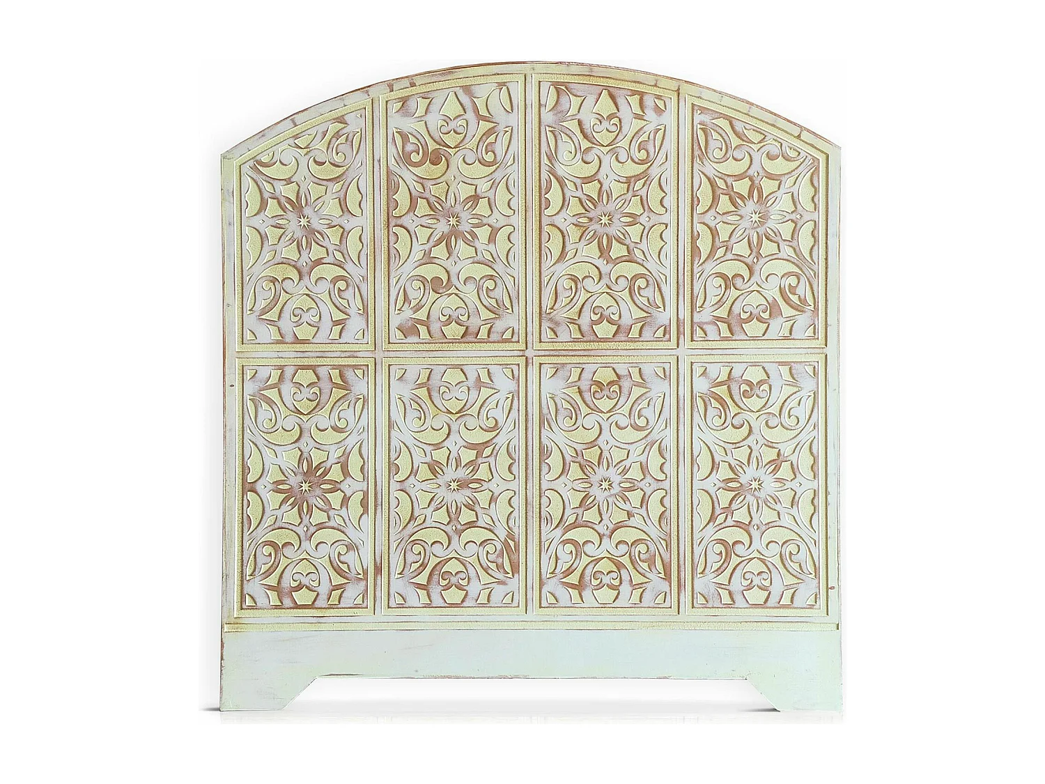 Tête de lit style oriental bois sculpté Linium 120cm Jaune patiné