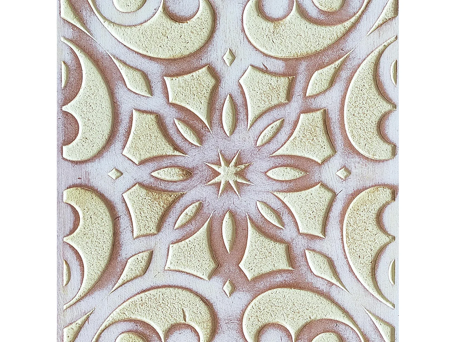 Tête de lit style oriental bois sculpté Linium 120cm Jaune patiné