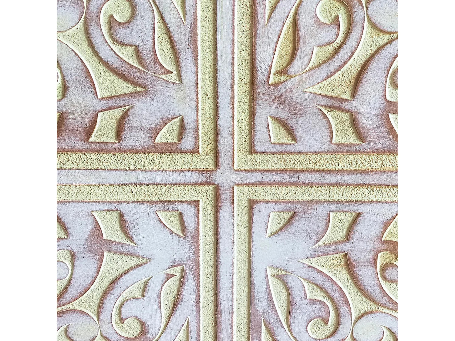 Tête de lit style oriental bois sculpté Linium 120cm Jaune patiné