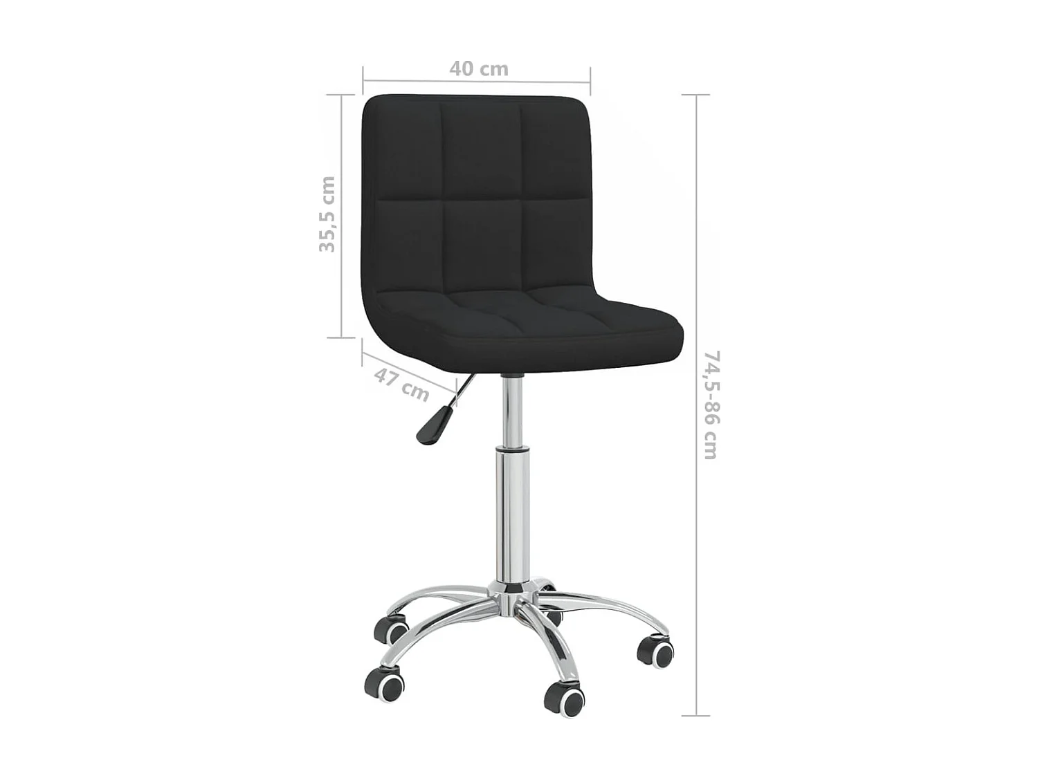 Chaise pivotante de bureau Noir Tissu
