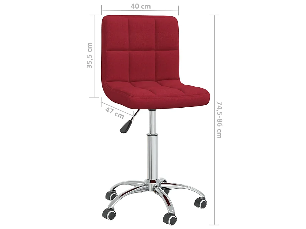 Silla de oficina giratoria de tela color vino tinto