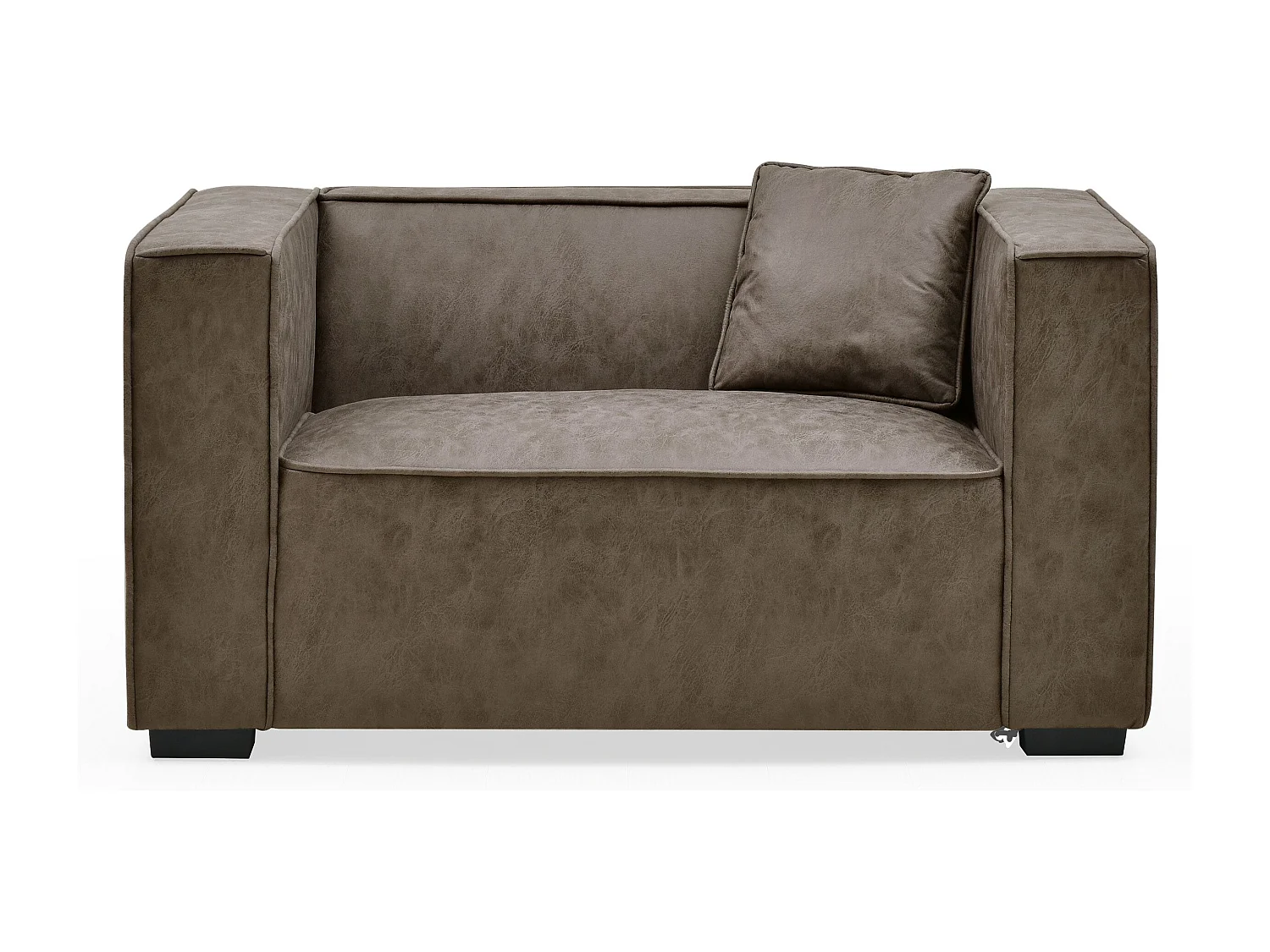 Fauteuil large Macao Tissu effet peau Vintage Marron