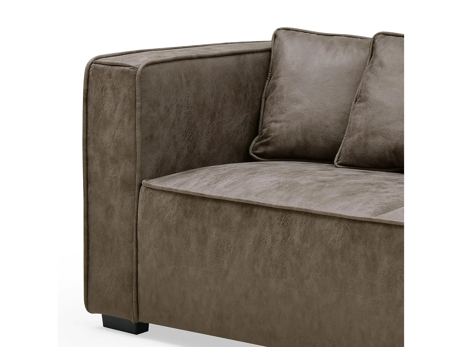 Fauteuil large Macao Tissu effet peau Vintage Marron