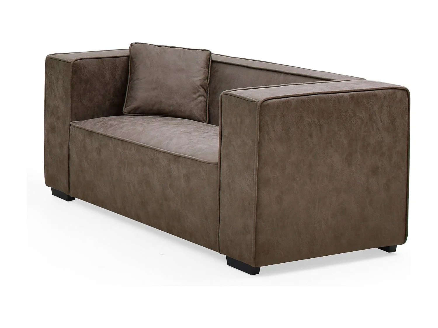 Fauteuil large Macao Tissu effet peau Vintage Marron