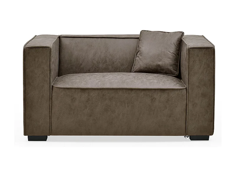 Fauteuil large Macao Tissu effet peau Vintage Marron