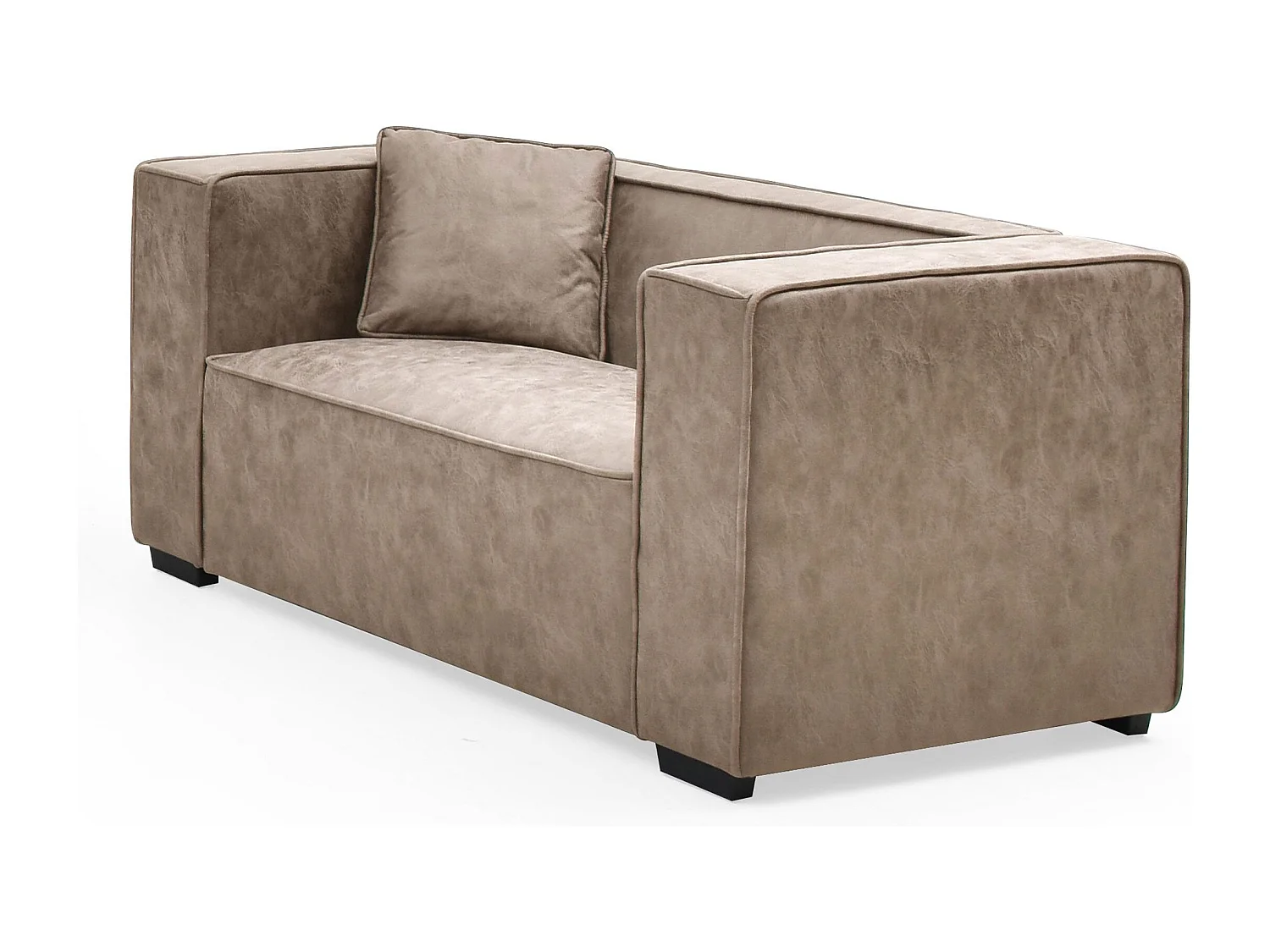 Fauteuil large Macao Tissu effet peau Vintage Beige